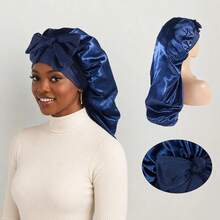 1pc Long Satin Silk Sleep Cap, Suitable For Long Hair Braiding, Reusable Adjustable Women's Hair Protection Sleep Cap - Multicolor - View 8