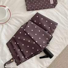 Korean Style Polka Dot Automatic Black Coating UV Protection Sunscreen Umbrella, Suitable For Outdoor Travel, Dual Use For Sunny And Rainy Days, Convenient - Korean Style Polka Dot Automatic - View 7