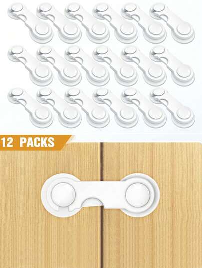 12/8/6/4Pcs Child Locks, No-Drill Baby Cabinet Door Drawer Locks, Anti-Pinch Cabinet Refrigerator Baby Locks