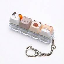 Colorful Cat Button Cube Stress Relief Keychain, Fingertip Fidget Toy Bag Charm - Multicolor - View 9