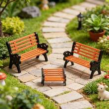 Mini Park Bench Model, Plastic Micro Landscape Ornament, Simulation Street Park Chair For Diorama, Railway Scenery, Dollhouse Scene Building Decor - H - View 5