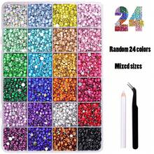 19200pcs 24-Color Mixed Flat Back Rhinestones, Round Shiny Gemstones, DIY Decorative Rhinestones, Suitable For Nail Art, Face & Body Stickers, Jewelry Making, Shoes, Tumblers, Water Bottles, Phone Cases, Clothing & Handmade Crafts - Multicolor - View 8