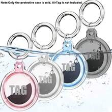 4 Packs Compatible With AirTag Holder Case With Keychain, Protective Cases Cover Tags Tracker Item Tag Finders Accessories For Pets, Bags, Luggage - View 1