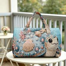 1 buah Tas Tote Motif Fantasi Lautan, Dekorasi Lautan, Penyu, Karang, Kerang, Mutiara, Cocok untuk Pecinta Penyu Laut, Cetakan Tas Tangan Acak - MultiWarna - View 9