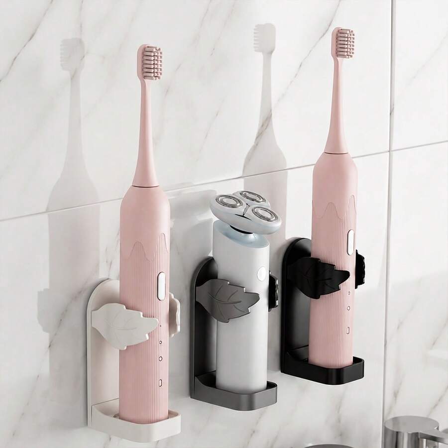 2pcs Wall-Mounted Toothbrush Holder, No Drilling Required, Durable Material, Ergonomic Design, Razor Holder Storage Rack, Toothbrush Storage Rack, Bathroom Accessories, Suitable For Bathroom And RV Bathroom, Bathroom Essentials - Multicolor - View 1