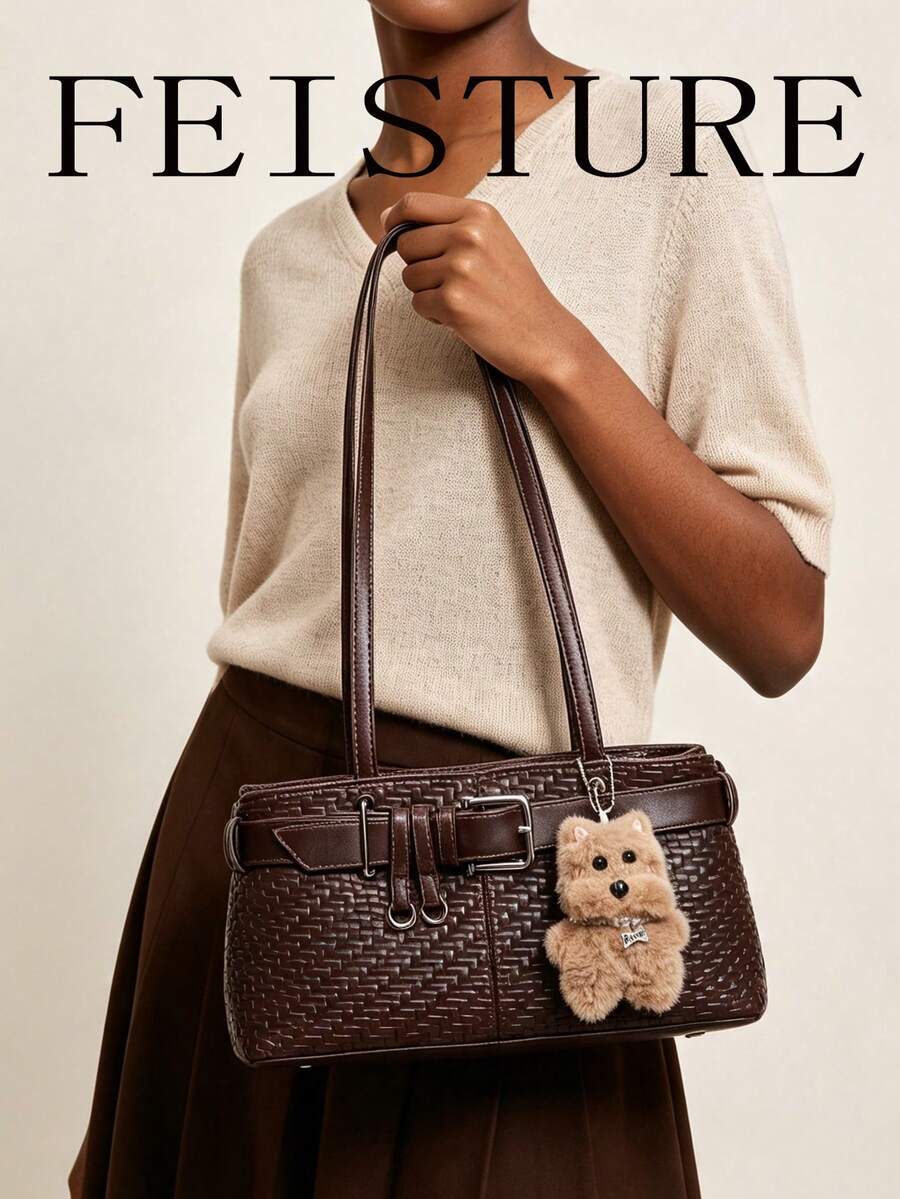 FEISTURE 1pc Fashionable Women's Underarm Shoulder Bag With Strap Decor, Suitable For Daily Outings, Dates, Commuting