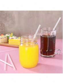 100pcs Individually Wrapped 19cm Transparent/Black/Mixed Color Straws - Suitable For Beer Tasting, Snack Sampling, Wedding, Birthday, Bachelor Party, Adult Ceremony, Easter, St. Patrick's Day - Catering Service Supplies - Multicolor - View 3