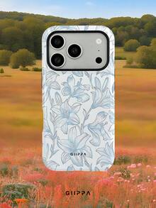 GIIPPA 1pc White Base With Gradient Light Blue Floral Pattern Design, Phone 18 Pro Max Phone Case, Suitable For Phone 17 Pro Max, 16 Pro Max, 15 Pro Max, Korean-Style High-End Fashionable And Interesting Phone Case, Suitable For 11/12/13/14/15/16 Pro Max Plus, Elegant Design Suitable For Both Men And Women, Perfect Gift For Girlfriend On Christmas, Valentine's Day, Easter, Wedding Season And Birthday! - Light Blue - View 9