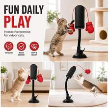 1 Set Interactive Cat Punching Bag Toy, 13.78 Inch Wobble Cat Toy With Hanging Boxing Gloves And ABS Suction Cup Base, Indoor Exercise Stimulating Intelligence Fun Cat Accessory, Suitable For Kittens And Adult Cats - Multicolor - View 5