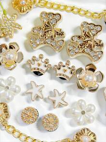 18PCS Gold/Silver Bear Chain Shoe Charms, Fashionable & Versatile, Handmade DIY Craft, Suitable For Sandals, Slippers, Etc., Perfect Gift Choice - Multicolor - View 4