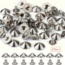 30/50/100 Sets Silver Alloy Cone Rivets And Spikes, 4.7mm Bullet Back Rivets, Punk Style Decoration, Suitable For Clothing, Shoes, Leather Craft, Belts, Bags - A - View 9