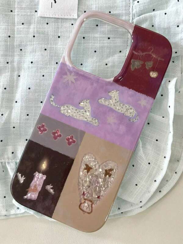 1PC Ins Y2K Vintage Leopard Candle IMD Full Coverage Anti-Drop PC Phone Case Compatible With Apple 11 Pro Max/12 Pro Max/13 Pro Max/14 Pro Max/15 Pro Max/16 Pro Max/17 Pro Max