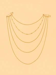 1pc New Multi-Layer Tassel Brooch, Niche Design Exquisite Pin Style Body Chain Accessory For Suit, Fashion Party Dress - Gold - View 6