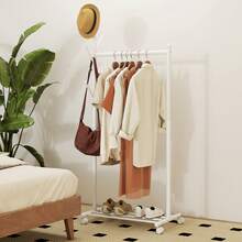 Perchero con ruedas, estante para zapatos y 5 ganchos, 68 x 43 x 171 cm, blanco - Multicolor - Ver 10