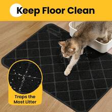 Black Mesh Cat Litter Mat, 61 X 43 Cm, Waterproof Litter Trap Mat For Cat Litter Boxes, Easy To Clean - Black - View 4