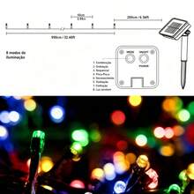 Pisca Pisca Luz Led Codão Solar IP65 À Prova D'água,8 Funções De Iluminação, Fio Verde Escuro,Para Decoração Natalina,Jardim,Área Externa Ao Ar Livre,Disponível Em Cores Colorida,Branco Quente,Branco Frio,Tamanhos 12m 22m - Cordão de luzes verde-escuro com fio, alimentado por energia solar - Visão 10