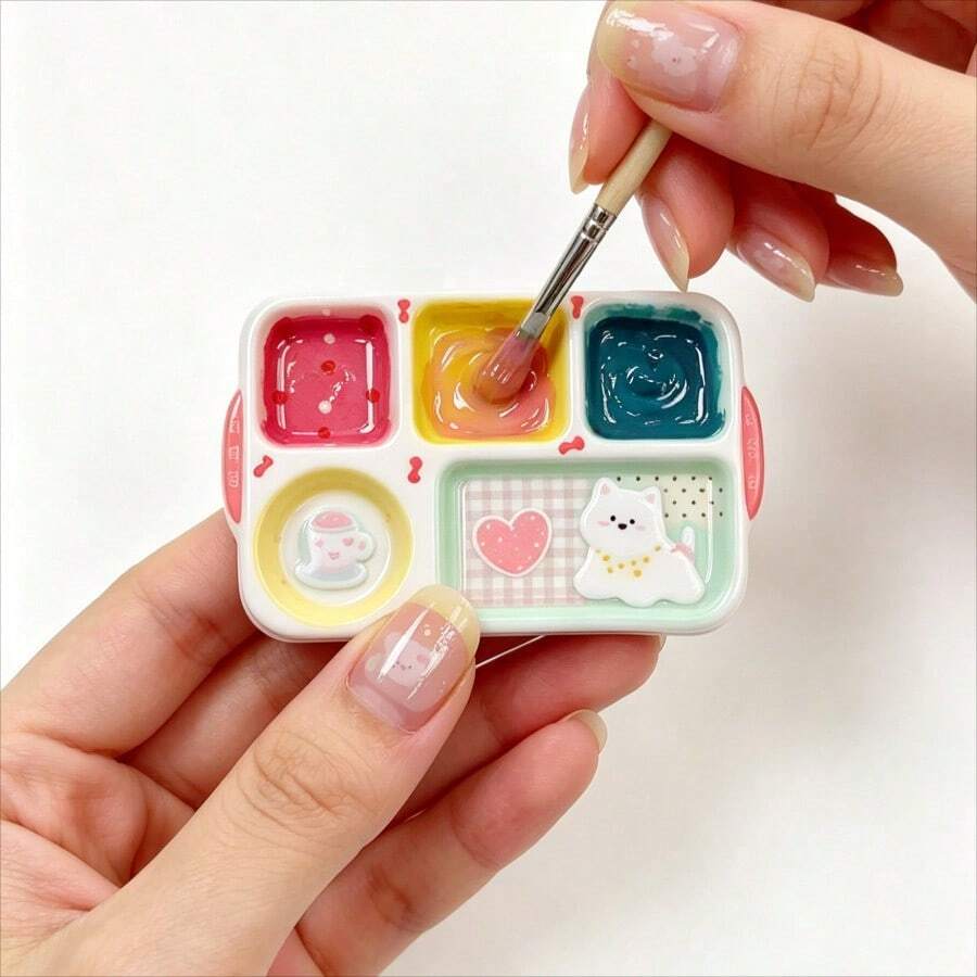2pcs Nail Art Color Palette, Nail Artist Painting & Blending Gel Polish Test Palette, Divided Mixing Board, Nail Art Painting Tool - A - View 1