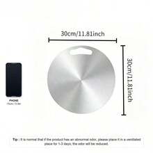 1pc Outdoor Kitchen Stainless Steel Cutting Board, Pizza Cutting Board, Stainless Steel Round Cutting Board, Dishwasher Double-Sided Pizza Meat Fruit Vegetable Cutting Board, Kitchen Accessory, Reusable - Silver - View 7
