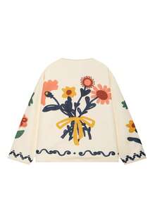 DEEKA Autumn New Women's European And American Style Fashion Minimalist Versatile Floral Print Jacket - Beige - View 3