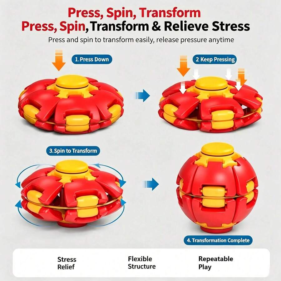 1pc/2pcs/5pcs Random Color Splicing Rotating Fidget Ball, ABS Press Rotating Interlocking Ball, Fun Stress Relief Handheld Toy, Portable Desktop Gadget, Suitable For Adults And Teens 14+, Office, Home And Travel Use