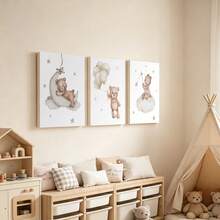 3pcs Teddy Bear & Moon Balloon Canvas Wall Art Set - Vibrant Frameless Room Decor, Suitable For Bedroom, Living Room, Modern Bohemian Style, Imaginative Design, Poster Gift, Birthday Graduation Commemoration - Multicolor - View 10