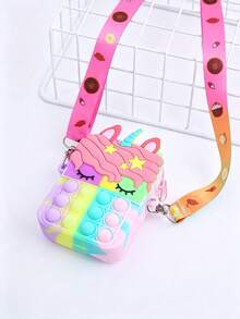 Unicorn Crossbody Purse For Girls, Rainbow Silicone Pop Bubble Sensory Toy Shoulder Bag,Adjustable Strap, Birthday Christmas Party Gift For Kids - Multicolor - View 5