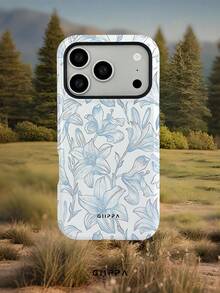 GIIPPA 1pc White Base With Gradient Light Blue Floral Pattern Design, Phone 18 Pro Max Phone Case, Suitable For Phone 17 Pro Max, 16 Pro Max, 15 Pro Max, Korean-Style High-End Fashionable And Interesting Phone Case, Suitable For 11/12/13/14/15/16 Pro Max Plus, Elegant Design Suitable For Both Men And Women, Perfect Gift For Girlfriend On Christmas, Valentine's Day, Easter, Wedding Season And Birthday! - Light Blue - View 8