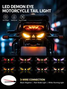 1 Set Lampu Dekoratif LED Dinamis Mata Setan, Lampu Dekoratif Berbentuk Plat Nomor untuk Sepeda Motor dan Skuter Listrik Universal 12V, Aksesori Lampu Suasana Tambahan Belakang Kendaraan, Baterai Tidak Termasuk - dipimpin - View 8
