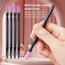 Double-Ended Quartz Nail Cuticle Pusher, Manicure Dead Skin Removal Tool - Black - View 3