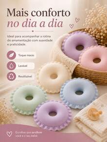 Kit 6 Rosquinhas de Amamentação Absorventes para Seios em Algodão Reutilizáveis - Multicolorido - Visão 12