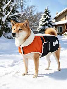 Metglad Winter Dog Jacket With Detachable Hook And Loop Patch, Adjustable Plush Collar Pet Padded Coat, Snow Suit For Daily Wear And Halloween, Indoor And Outdoor Dog Jacket For Small, Medium And Large Dogs - Orange - View 8