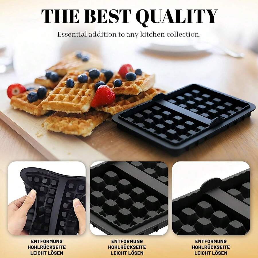 2 Packs Silicone Waffle Molds For Dual Basket Air Fryer, 2 Sizes Classic & Mini Belgian Waffle Tray Insert, Non-Stick Reusable Baking Pan Compatible With AF400 AF451 AF500, Heat Resistant Air Fryer Accessories