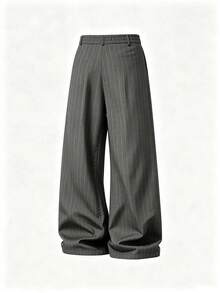 Men's Casual Business Wide-Leg Striped Pants - Grey - View 6