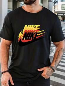 Men's Pure Cotton Short-Sleeve T-Shirt Casual Crew Neck Basic Tee Comfortable Breathable Daily Wear Summer Top - 黑色 - 查看 7