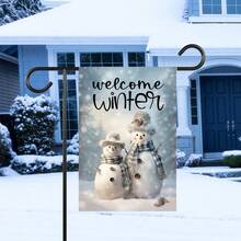Winter Snowman Garden Flag: Single-Sided Seasonal Decor (12x18 Inches), Rustic Style, Christmas, Thanksgiving, Halloween, Single-Sided Print, Flag Pole Not Included (Flag Only) - A - View 8