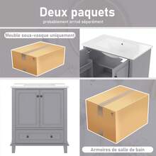 Bathroom Vanity Made Of Wood With Storage Adjustable With Drawers Black - 灰色 - 查看 4