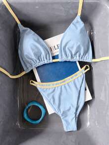 Women's Elegant Halter Neck Swimwear Set, Suitable For Spring/Summer Beach Vacation, Seaside Activities And Holiday Wear - Multicolor - View 3