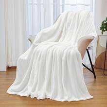 Soft Cozy Throw Blanket Flannel Fleece Bed Blanket For Sofa Couch And Chair Versatile Bedding Skin-Friendly Breathable For All Occasions, Ultra-Soft Lightweight Blanket For Bed, Sofa, And Couch, Cozy & Warm Blanket - White - View 3
