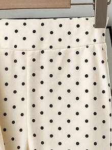 2 Pieces Outfit Set For Older Girls And Teens, Includes 1 Apricot Crew Neck Sweatshirt And 1 Polka Dot Flare Pants, Featuring Distinctive Gold Cherry Pattern, Minimalist Casual Style - Apricot - View 10