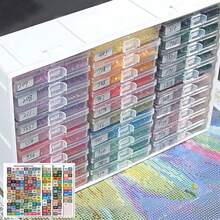 30pcs 2-In-1 Diamond Painting Storage Box Tray, With Label Compartments And Dividers, With Lid Diamond Painting Accessories Tray, Beaded Gem Art Tool Storage Rack - Sets - View 1