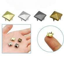 100/320Pcs 10mm Square Pyramid Silver Punk Rock Jewelry Craft 4 Claw Metal Studs For DIY Leather Stud Rivets, Bags, Clothes, Shoes Metal Square Rivets - AB - View 5