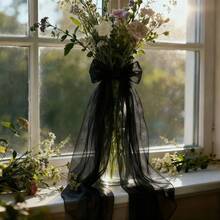 1pc Black Wedding Tulle Fabric, 100% Polyester Mesh, Suitable For Party Decoration, Ballet Skirt, Table Skirt, Handmade Crafts, DIY Ribbon - Black Decorative Tulle - View 2