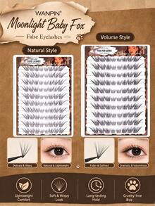 WANPIN WAN PIN Moonlight Fox 80 Clusters False Eyelashes, 9-13mm Natural C-Curl Cluster Lashes, Mixed Length Fine & Dense Style, Lightweight Seamless Look, Glue-Free Option, Comfortable Wear, Suitable For Daily Natural Eye Makeup - C - View 12