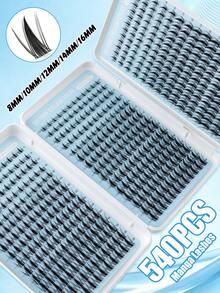 540Pcs Spiky Manga Lash Clusters Kit, Anime Individual Cluster Lashes 8-16mm Mixed Length DIY Eyelash Extension Set With Lash Bond & Seal, Tweezers & Brushes, Segmented Fake Eyelashes For Beginners - White - View 4