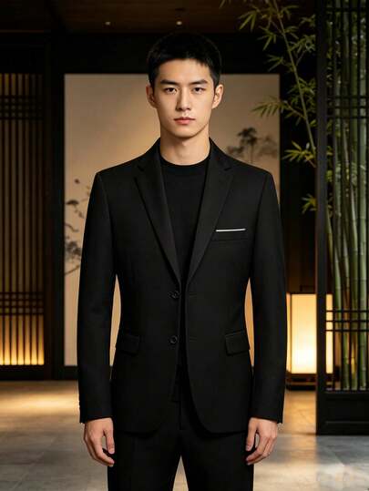 Light Business Casual Men's Blazer, Solid Color Slim Fit Single-Breasted Jacket, Suitable For Office And Daily Wear