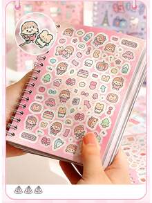 Este es un lindo libro de pegatinas DIY, que contiene talla grande de 1000 materiales de pegatinas lindas sin cortar, incluido un pequeño libro de pegatinas de nariz. Su característica es que tiene varios patrones lindos, adecuados para planificadores creativos lindos para collage de etiquetas, diarios de basura y accesorios decorativos de planificación creativa de múltiples escenarios. - Unitalla - Ver 15