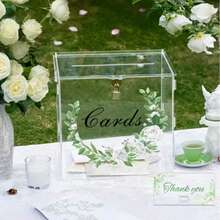 1pc Transparent Lockable Card Box With Window And Text Design, Suitable For Wedding Reception Gift Cards, Bohemian Theme Events, Birthday Parties And Baby Shower Cash Envelope Box - View 5