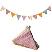 Morandi Color Cotton Fabric Triangle Bunting, Fabric Triangle Flag Garland, Suitable For Birthday Party, Picnic, Tent, Wall Decoration - Multi-color - View 13