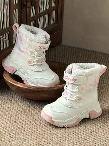兒童雪地靴 男童女童通用 戶外露營靴 保暖加厚內裡 - 白色 - 查看 5