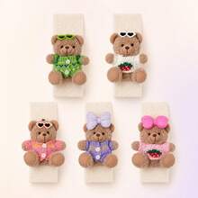 1pc Car Seat Belt Shoulder Pad, Cute Teddy Bear Design Detachable Decor, Soft Polyester Plush Cover, Essential Car Interior Decoration For Women, 24*6cm, 5 Styles Available - Seat Belt Shoulder Pads - View 9
